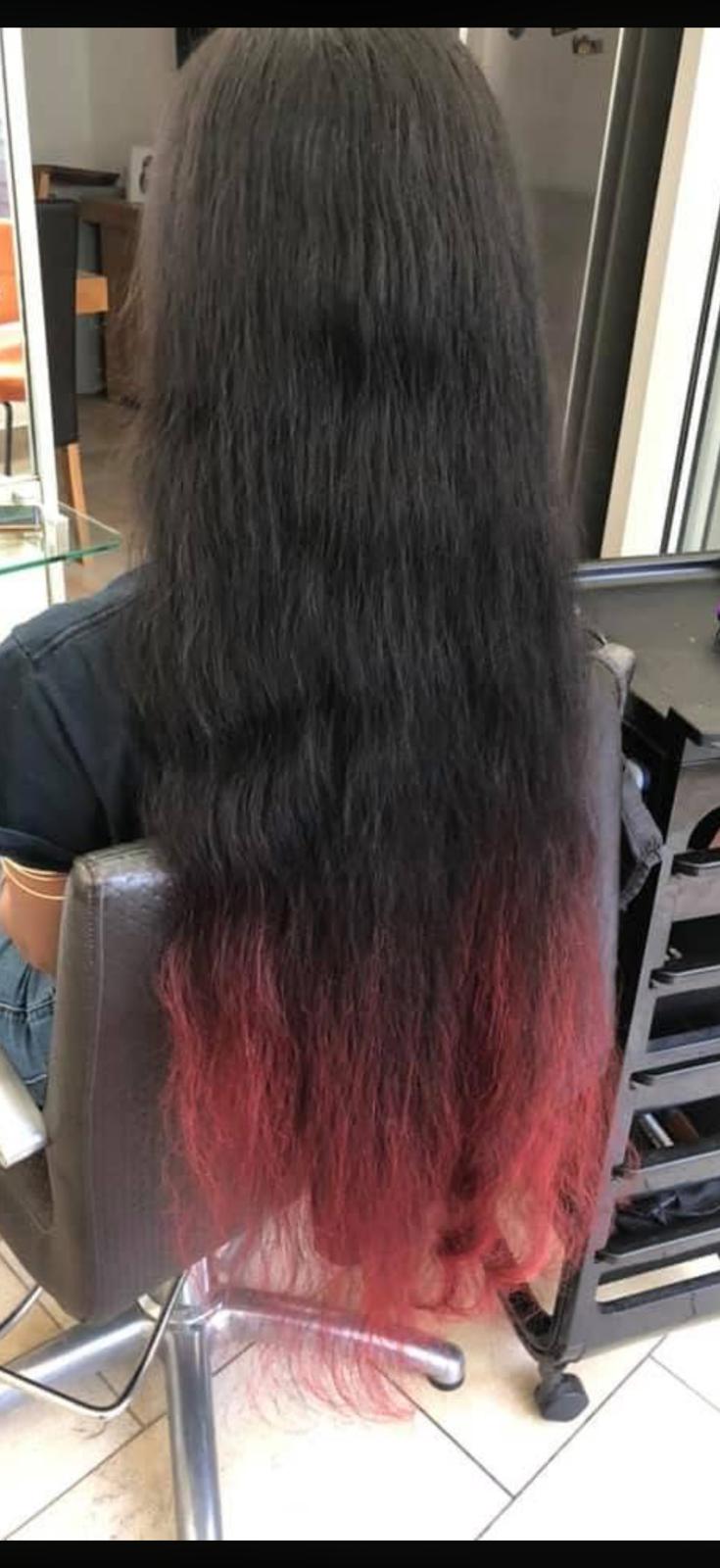 Dark Ends to Vibrant Pink Balayage — before by Laura Astley