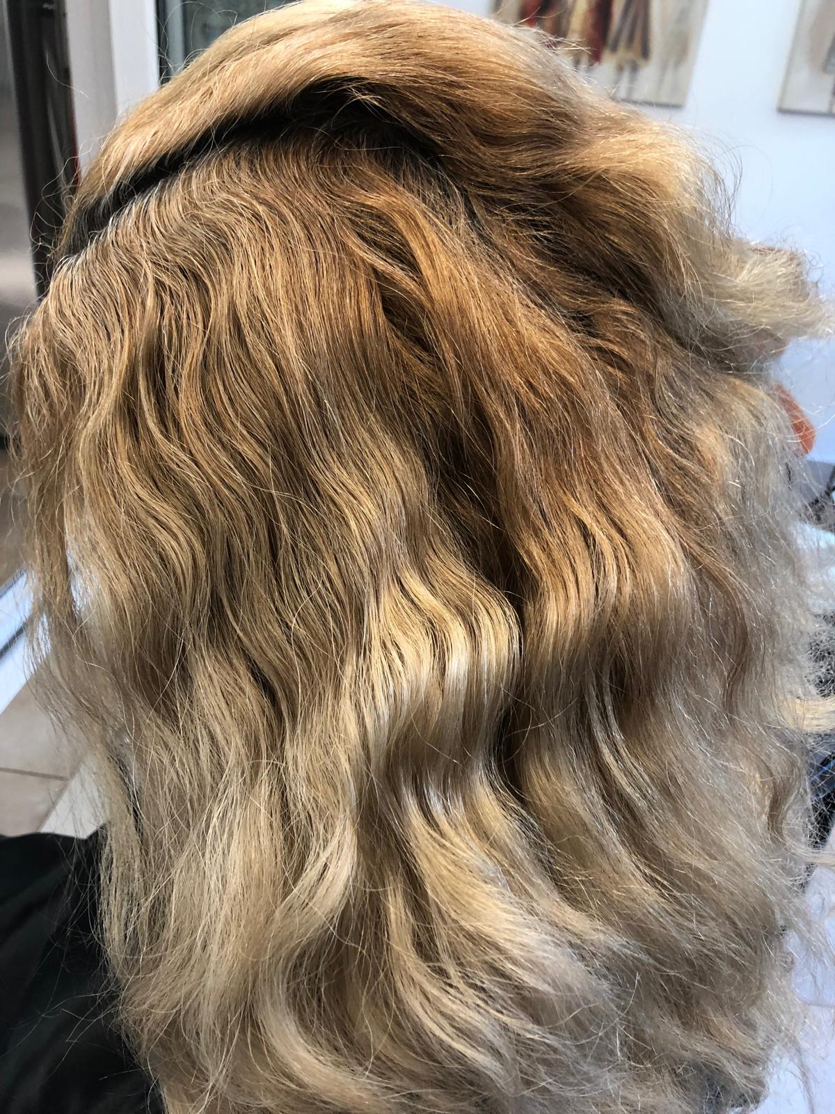 Warm Brassy Blonde to Bright Platinum Blonde — before by Laura Astley