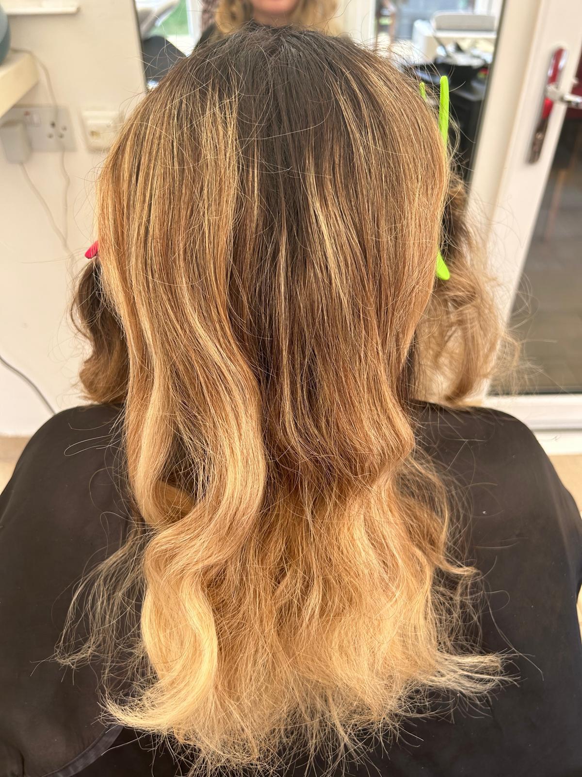 Brassy, Dry Ends to Cool Silver Blonde — before by Laura Astley